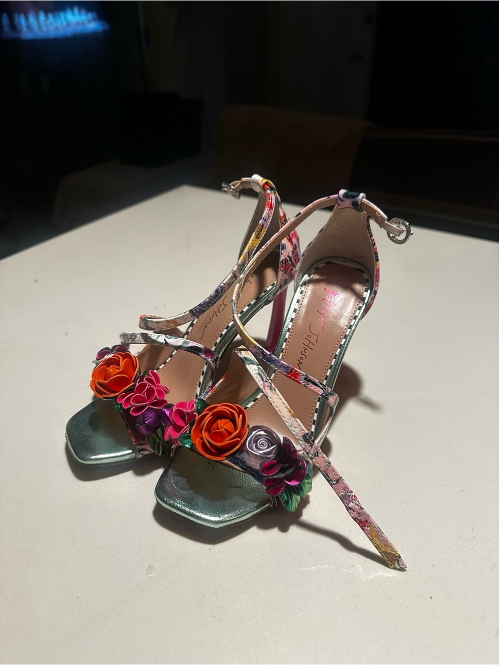 Betsey Johnson Floral Multicolor Rose Embellished Heel - Pink/Green - Picture 2 of 5